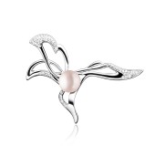 Brosa perla naturala roz nude de argint cu pietre DiAmanti SK19246BR_L-G